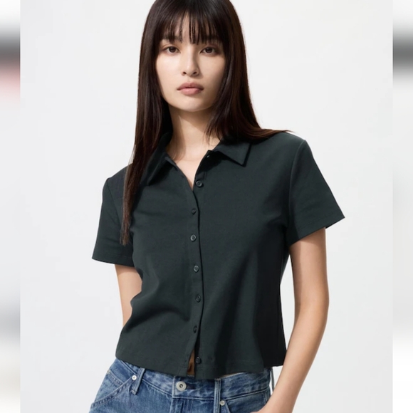Uniqlo Tops - Women's Uniqlo Black Mini Polo Shirt Size Medium